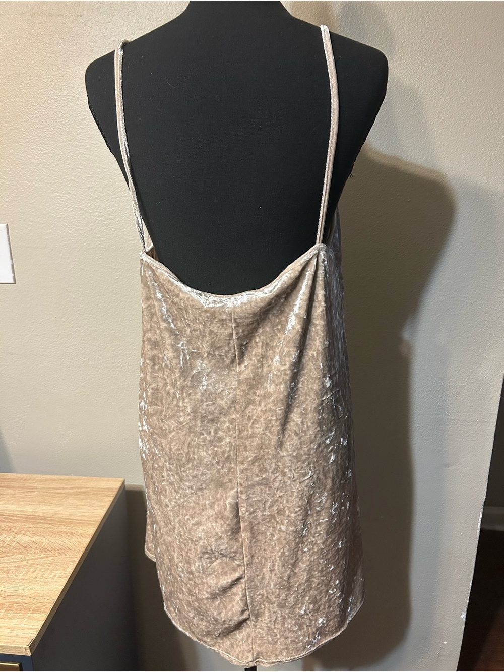 Crushed Velvet Slip Dress in Champagne by Peppermint USA - Picture 2 of 5